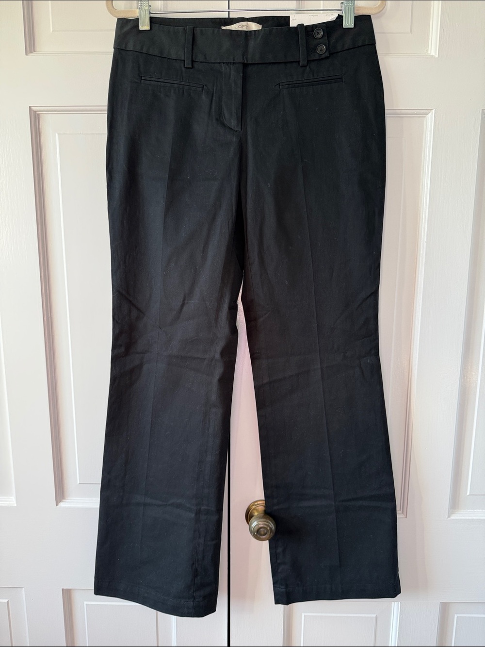 NWT LOFT MARISA MODERN STRETCH COTTON BLACK BOOTCUT PANTS SIZE 6